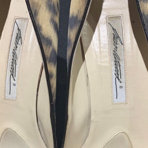 Brian Atwood Animal Print Fabric Almond Toe Platform Heels Size 39/9 - Picture 6 of 13